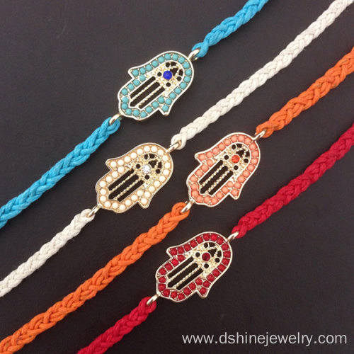 Twist Weaved Hamsa Evil Eye Shape Women Bracelet Jewelry